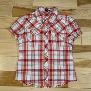 Y2K Red Plaid Button Up Western Top Country Chic SEXSO